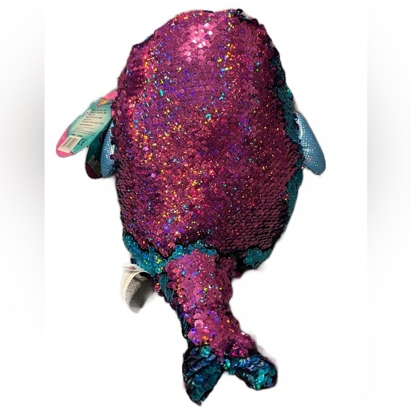 💜 Shimmeez Reversible Sequins Stuffy | Arlo Narwhal | Purple & Blue | NWT - Picture 5 of 10